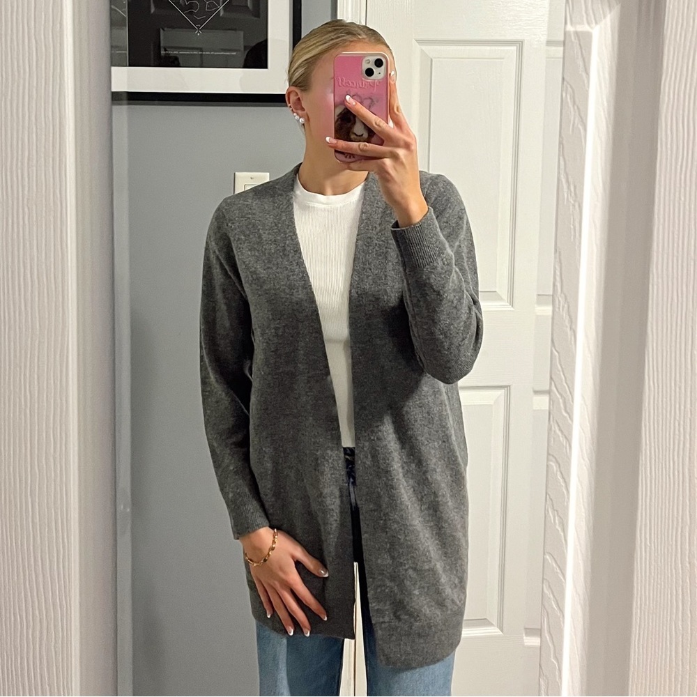 Monrow Grey Cashmere Cardigan Sweater